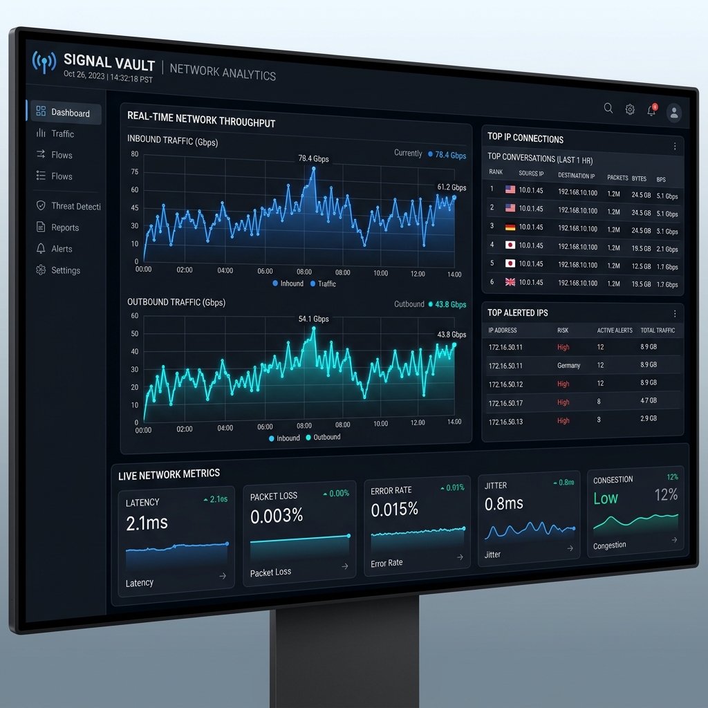 Signal Vault Main Dashboard Mockup